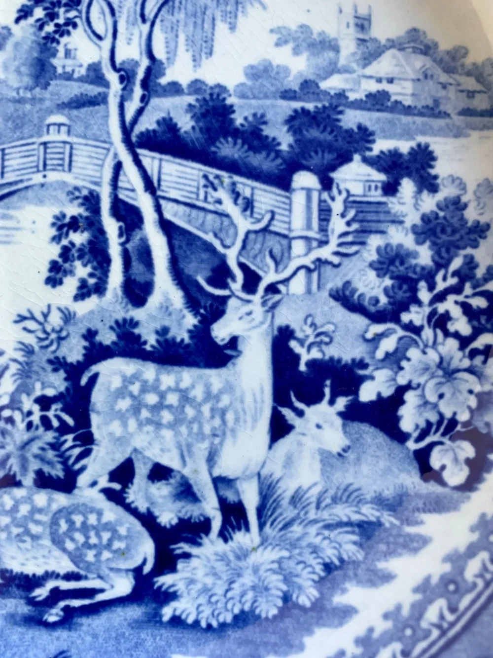 Antique Ridgway Osterley Park Blue & White Transferware Soup Plate c1814